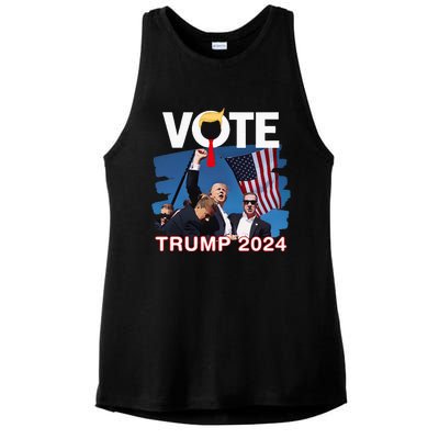 Vote Trump 2024 Fist Pump Never Surrender Fighter Ladies PosiCharge Tri-Blend Wicking Tank