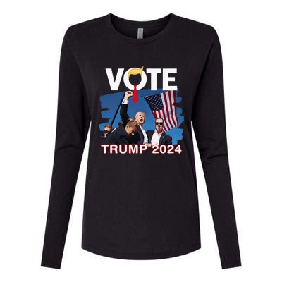 Vote Trump 2024 Fist Pump Never Surrender Fighter Womens Cotton Relaxed Long Sleeve T-Shirt