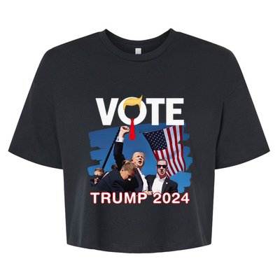 Vote Trump 2024 Fist Pump Never Surrender Fighter Bella+Canvas Jersey Crop Tee