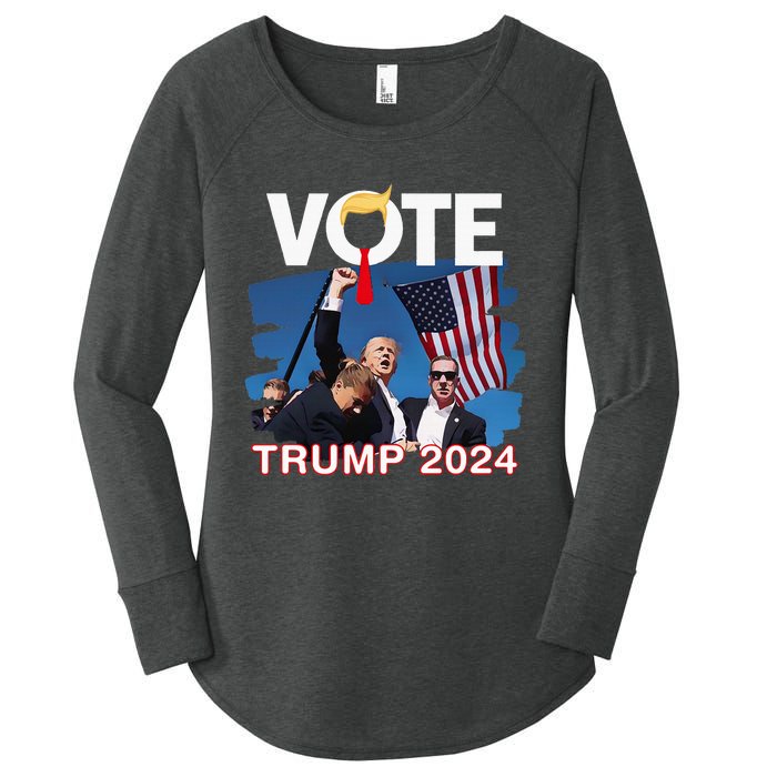 Vote Trump 2024 Fist Pump Never Surrender Fighter Women's Perfect Tri Tunic Long Sleeve Shirt