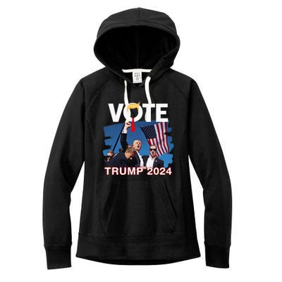 Vote Trump 2024 Fist Pump Never Surrender Fighter Women's Fleece Hoodie