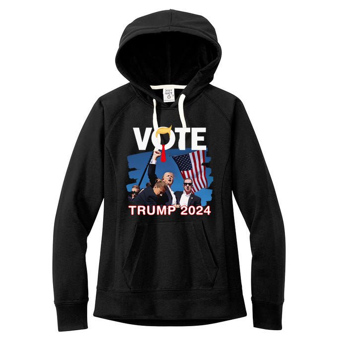 Vote Trump 2024 Fist Pump Never Surrender Fighter Women's Fleece Hoodie