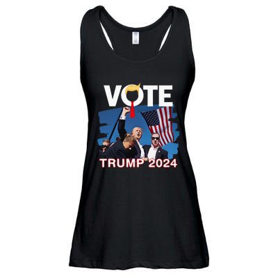 Vote Trump 2024 Fist Pump Never Surrender Fighter Ladies Essential Flowy Tank