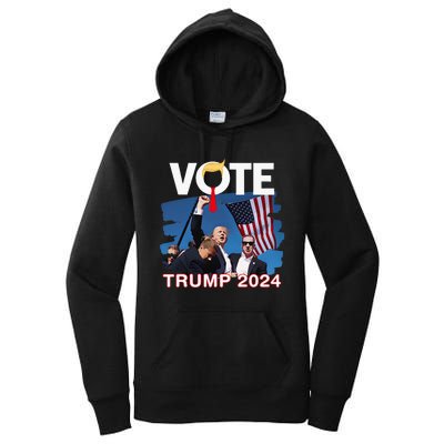 Vote Trump 2024 Fist Pump Never Surrender Fighter Women's Pullover Hoodie