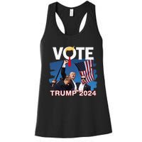 Vote Trump 2024 Fist Pump Never Surrender Fighter Women's Racerback Tank