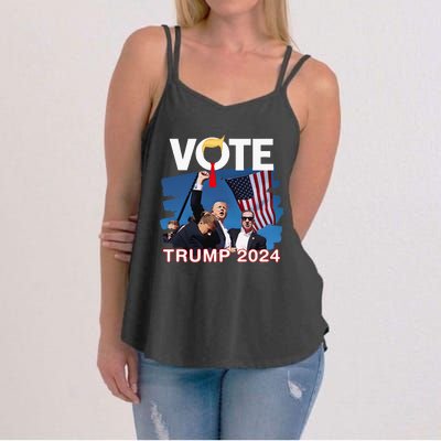 Vote Trump 2024 Fist Pump Never Surrender Fighter Women's Strappy Tank