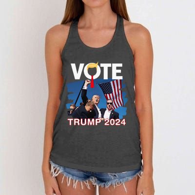 Vote Trump 2024 Fist Pump Never Surrender Fighter Women's Knotted Racerback Tank