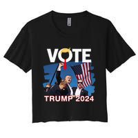 Vote Trump 2024 Fist Pump Never Surrender Fighter Women's Crop Top Tee