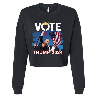 Vote Trump 2024 Fist Pump Never Surrender Fighter Cropped Pullover Crew