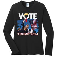 Vote Trump 2024 Fist Pump Never Surrender Fighter Ladies Long Sleeve Shirt