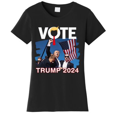 Vote Trump 2024 Fist Pump Never Surrender Fighter Women's T-Shirt