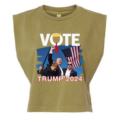 Vote Trump 2024 Fist Pump Never Surrender Fighter Garment-Dyed Women's Muscle Tee