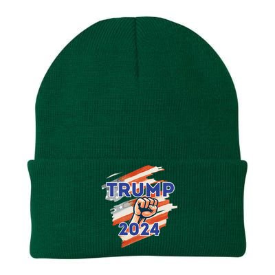 Vote Trump 2024 Usa Flag Power Fist Support Knit Cap Winter Beanie