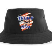 Vote Trump 2024 Usa Flag Power Fist Support Sustainable Bucket Hat