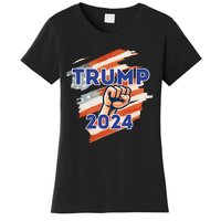 Vote Trump 2024 Usa Flag Power Fist Support Women's T-Shirt