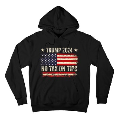 Vintage Trump 2024 No Tax On Tips Us Flag Hoodie