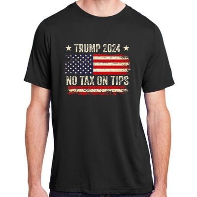 Vintage Trump 2024 No Tax On Tips Us Flag Adult ChromaSoft Performance T-Shirt