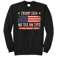 Vintage Trump 2024 No Tax On Tips Us Flag Tall Sweatshirt