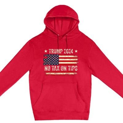 Vintage Trump 2024 No Tax On Tips Us Flag Premium Pullover Hoodie