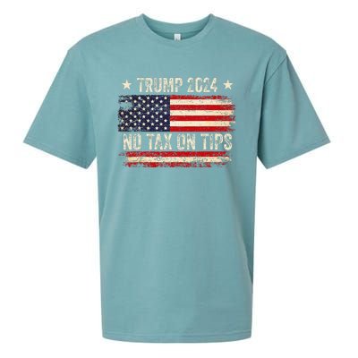 Vintage Trump 2024 No Tax On Tips Us Flag Sueded Cloud Jersey T-Shirt