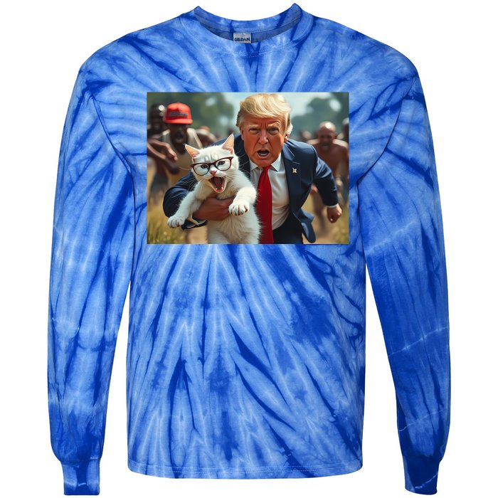 Vote Trump 2024 To Save Catturd Cats From Being Eaten Tie-Dye Long Sleeve Shirt