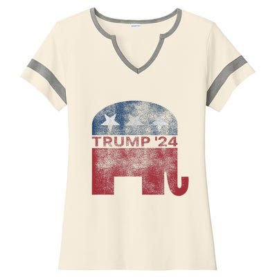 Vintage Trump 2024 Pro Trump Republican Design Ladies Halftime Notch Neck Tee