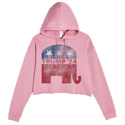 Vintage Trump 2024 Pro Trump Republican Design Crop Fleece Hoodie