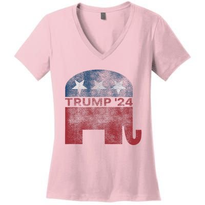 Vintage Trump 2024 Pro Trump Republican Design Women's V-Neck T-Shirt