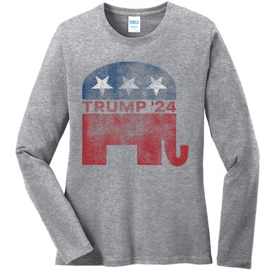 Vintage Trump 2024 Pro Trump Republican Design Ladies Long Sleeve Shirt