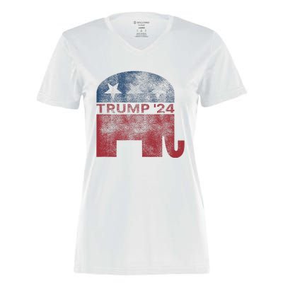 Vintage Trump 2024 Pro Trump Republican Design Women's Momentum V-Neck T-Shirt