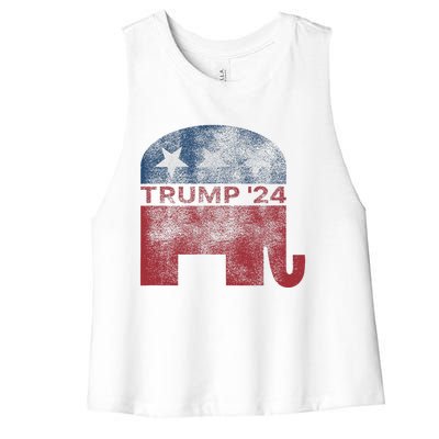 Vintage Trump 2024 Pro Trump Republican Design Women's Racerback Cropped Tank