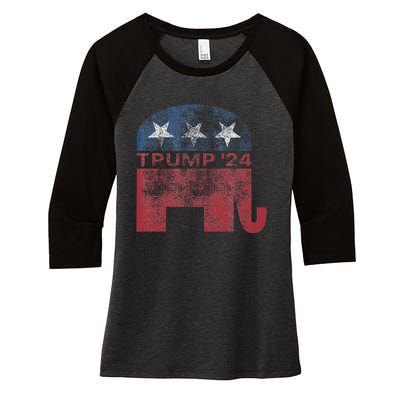 Vintage Trump 2024 Pro Trump Republican Design Women's Tri-Blend 3/4-Sleeve Raglan Shirt