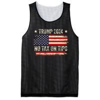 Vintage Trump 2024 No Tax On Tips Us Flag Mesh Reversible Basketball Jersey Tank