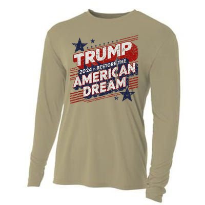 Vintage Trump 2024 Restore American Dream Cooling Performance Long Sleeve Crew