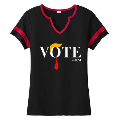 Vote Trump 2024 Hair Tie Ladies Halftime Notch Neck Tee