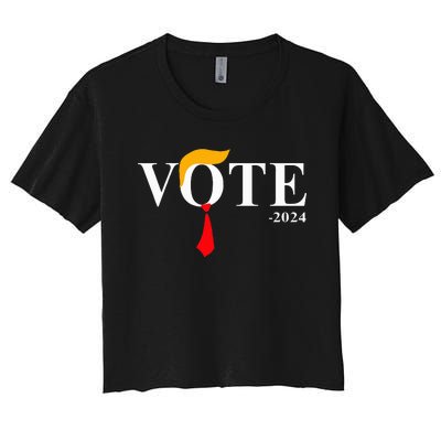 Vote Trump 2024 Hair Tie Women's Crop Top Tee