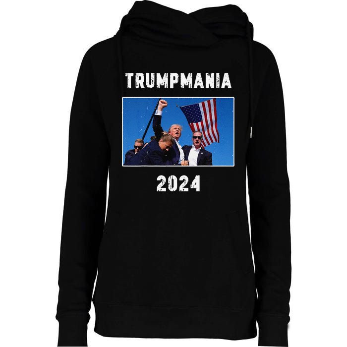 Vintage Trumpmania 2024 Womens Funnel Neck Pullover Hood