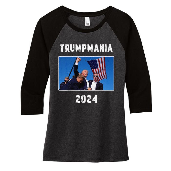 Vintage Trumpmania 2024 Women's Tri-Blend 3/4-Sleeve Raglan Shirt