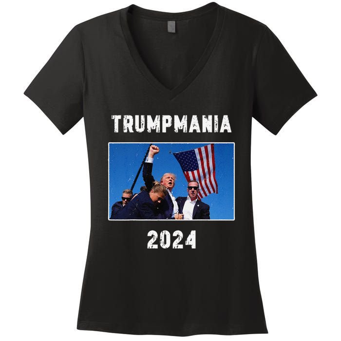 Vintage Trumpmania 2024 Women's V-Neck T-Shirt