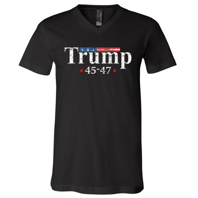 Vintage Trump 2024 Retro Us Flag 4547 Trump V-Neck T-Shirt