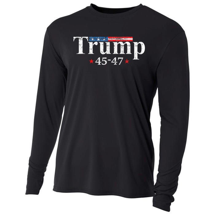 Vintage Trump 2024 Retro Us Flag 4547 Trump Cooling Performance Long Sleeve Crew