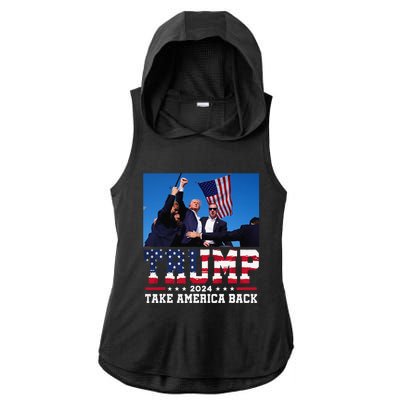 Vintage Trump 2024 For President Vp Usa Election Patriotic Ladies PosiCharge Tri-Blend Wicking Draft Hoodie Tank