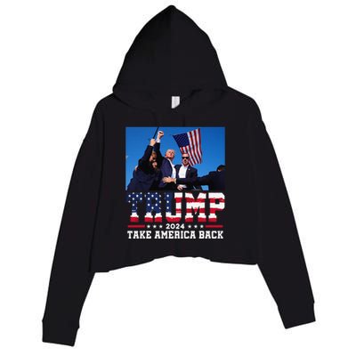 Vintage Trump 2024 For President Vp Usa Election Patriotic Crop Fleece Hoodie