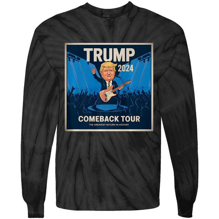 Victory Trump 2024 Comeback Rockstar Inauguration Tie-Dye Long Sleeve Shirt