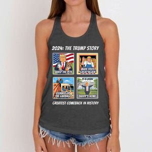 Victory Trump 2024 Greatest Comeback Inauguration Keepsake Women's Knotted Racerback Tank