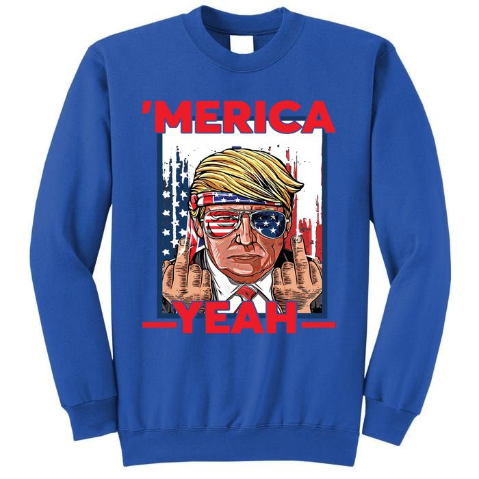 Vintage Trump 4th Of July Merica Yeah Usa Flag Patriotic Gift Sweatshirt