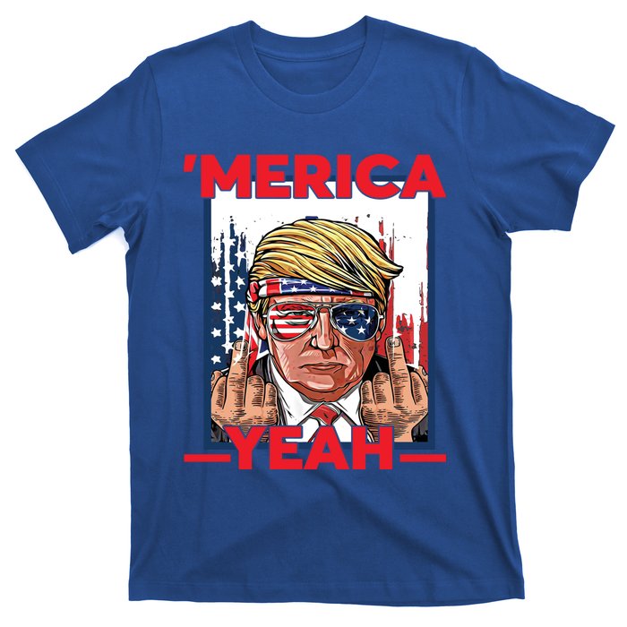 Vintage Trump 4th Of July Merica Yeah Usa Flag Patriotic Gift T-Shirt