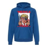 Vintage Trump 4th Of July Merica Yeah Usa Flag Patriotic Gift Premium Hoodie