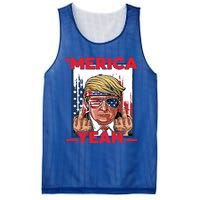 Vintage Trump 4th Of July Merica Yeah Usa Flag Patriotic Gift Mesh Reversible Basketball Jersey Tank