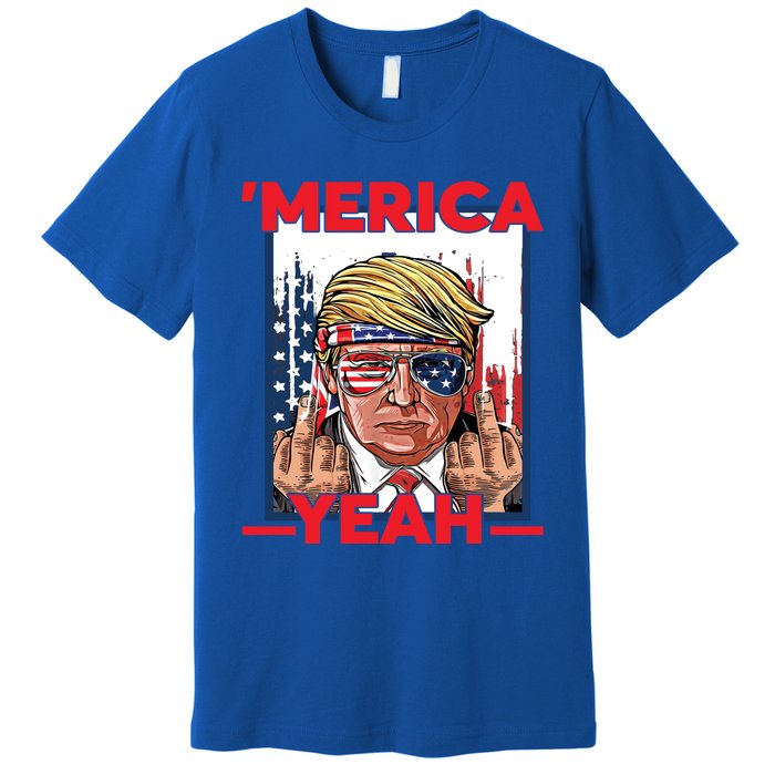 Vintage Trump 4th Of July Merica Yeah Usa Flag Patriotic Gift Premium T-Shirt